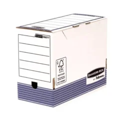 CAJA ARCHIVO DEFINITIVO FELLOWES A4 CARTON RECICLADO 100% LOMO 150 MM MONTAJE AUTOMATICO COLOR AZUL