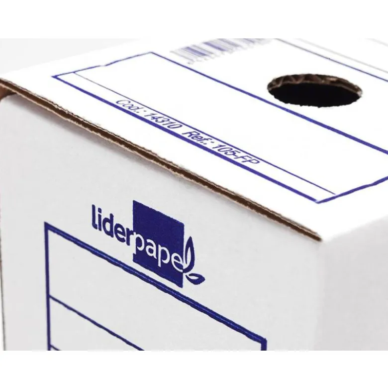 CAJA ARCHIVO DEFINITIVO LIDERPAPEL ECOUSE CARTON 100% RECICLADO 104 FOLIO 365X251X100MM 325G/M2