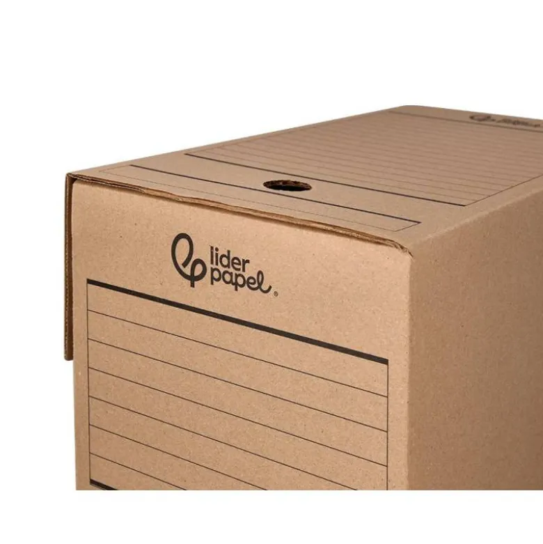 CAJA ARCHIVO DEFINITIVO LIDERPAPEL FOLIO DOBLE ANCHO CARTON RECICLADO 400G/M2 LOMO 200 MM KRAFT 367X200X251 MM