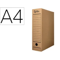 CAJA ARCHIVO DEFINITIVO LIDERPAPEL DIN A4 CARTON RECICLADO 325G/M2 LOMO 82 MM KRAFT 325X82X250 MM