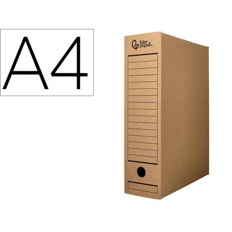 CAJA ARCHIVO DEFINITIVO LIDERPAPEL DIN A4 CARTON RECICLADO 325G/M2 LOMO 82 MM KRAFT 325X82X250 MM