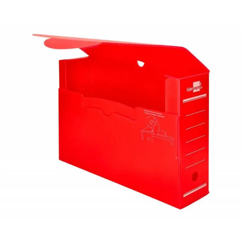 Caja archivo definitivo plastico liderpapel rojo 360x260x100 mm