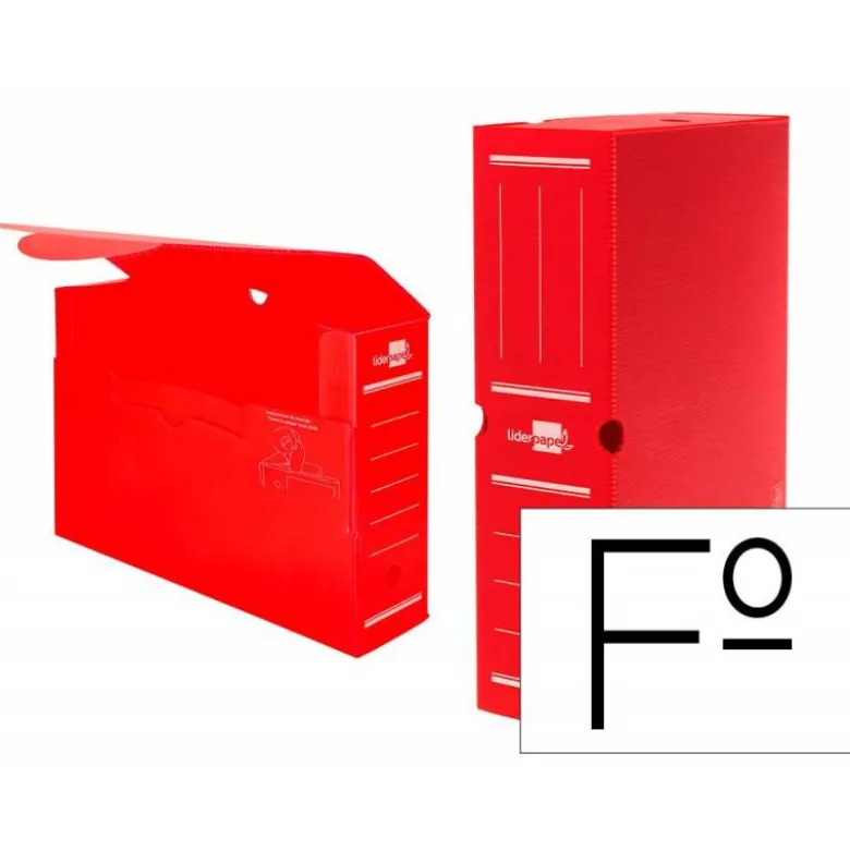 Caja archivo definitivo plastico liderpapel rojo 360x260x100 mm