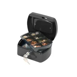 Caja caudales Q-Connect 6" 152x115x80 mm color negro con bandeja portamonedas