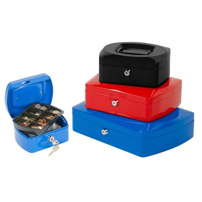 Caja caudales Q-Connect 6" 152x115x80 mm color negro con bandeja portamonedas