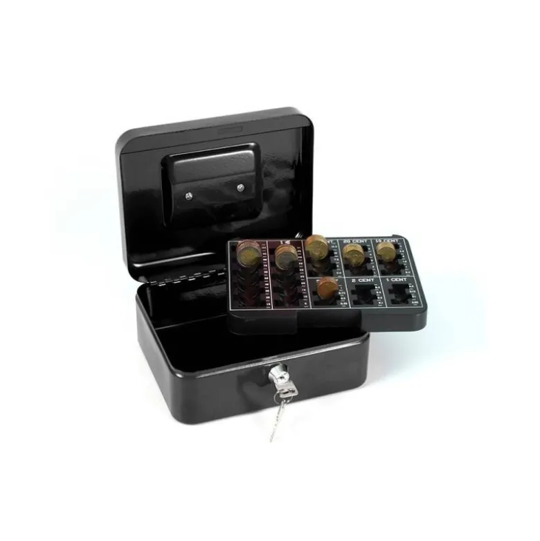 Caja caudales Q-Connect 8" 200x160x90 mm negro con bandeja portamonedas