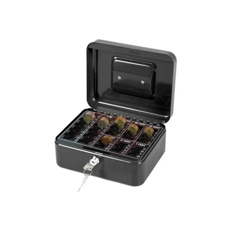 Caja caudales Q-Connect 8" 200x160x90 mm negro con bandeja portamonedas