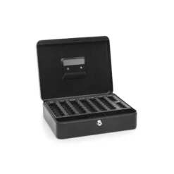 Caja caudales Q-Connect 12" 300x240x90 mm negro con bandeja portamonedas