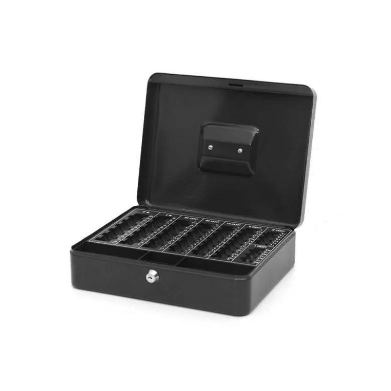 Caja caudales Q-Connect 12" 300x240x90 mm negro con bandeja portamonedas