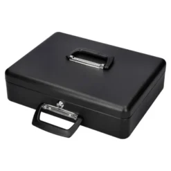 Caja caudales Q-Connect 14,5" 370x290x110 mm negro con bandeja portamonedas y para billetes