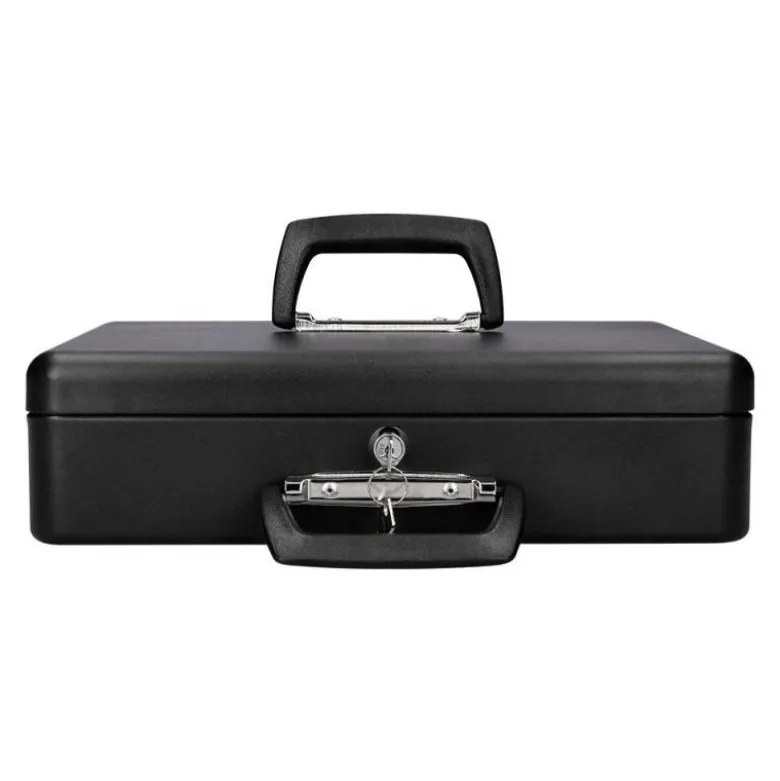 Caja caudales Q-Connect 14,5" 370x290x110 mm negro con bandeja portamonedas y para billetes
