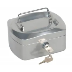 Caja caudales Q-Connect 6" 152x115x80 mm plata con bandeja portamonedas