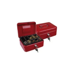Caja caudales Q-Connect 8" 200x160x90 mm rojo con bandeja portamonedas