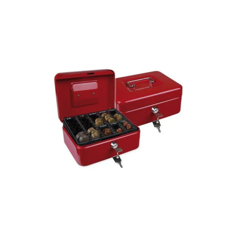 Caja caudales Q-Connect 8" 200x160x90 mm rojo con bandeja portamonedas
