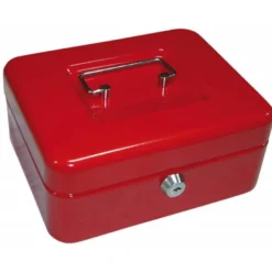 Caja caudales Q-Connect 8" 200x160x90 mm rojo con bandeja portamonedas