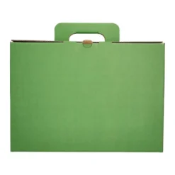 CAJA CHEQUE-LIBRO LIDERPAPEL PARA MATERIAL ESCOLAR CARTON REFORZADO CON ASA COLOR VERDE 393X120X393 MM