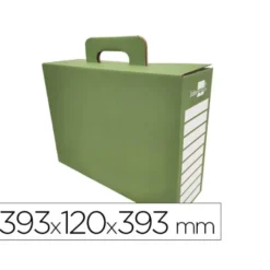 CAJA CHEQUE-LIBRO LIDERPAPEL PARA MATERIAL ESCOLAR CARTON REFORZADO CON ASA COLOR VERDE 393X120X393 MM