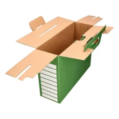 CAJA CHEQUE-LIBRO LIDERPAPEL PARA MATERIAL ESCOLAR CARTON REFORZADO CON ASA COLOR VERDE 393X120X393 MM
