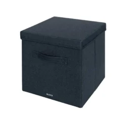 CAJA DE ALMACENAJE LEITZ TELA CON TAPA L DOS PIEZAS GRIS