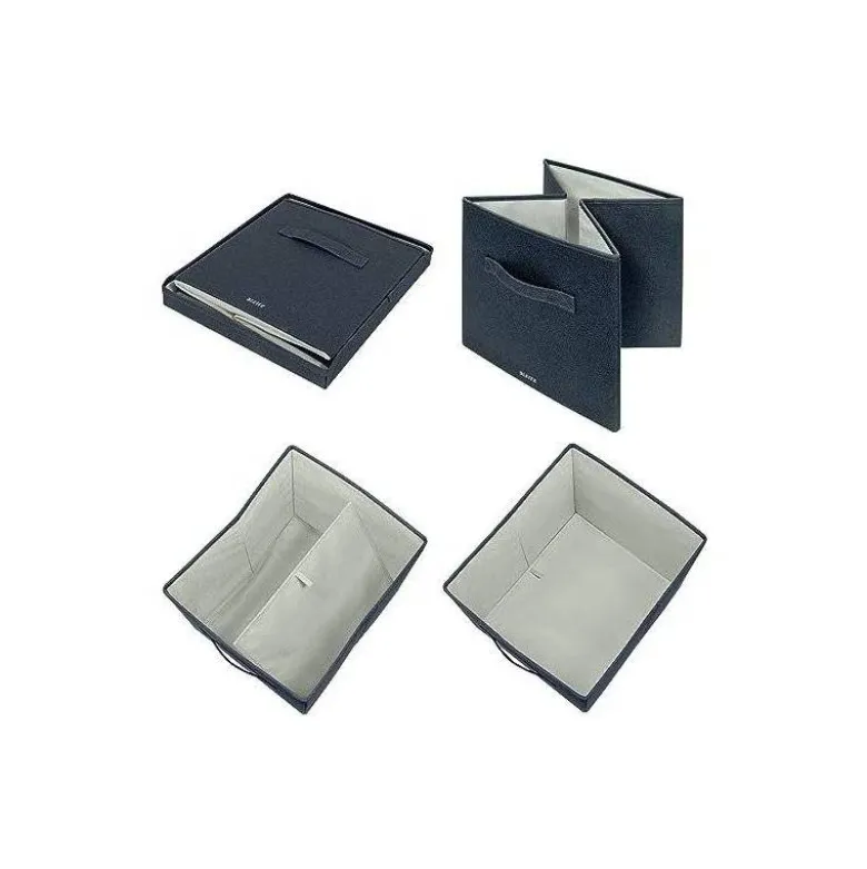 CAJA DE ALMACENAJE LEITZ TELA CON TAPA L DOS PIEZAS GRIS