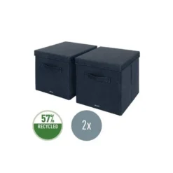 CAJA DE ALMACENAJE LEITZ TELA CON TAPA L DOS PIEZAS GRIS