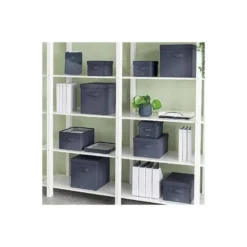 CAJA DE ALMACENAJE LEITZ TELA CON TAPA L DOS PIEZAS GRIS