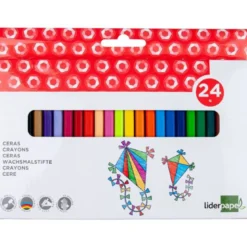 Caja lápices de cera 24 colores Liderpapel