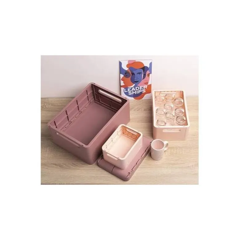CAJA MULTIUSOS EXACOMPTA SMART CASE DIN A5+ PLASTICO RECICLADO PLEGABLE COLOR ROSA VIEJO 275X40X190 MM