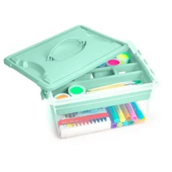 CAJA ORGANIZADORA PLASTICO PLASTICFORTE N 9 CON BANDEJA COLORES SURTIDOS 27X34X18 CM
