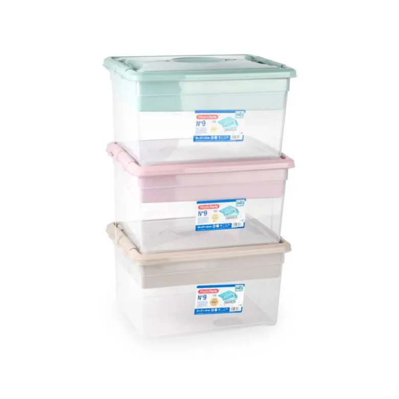 CAJA ORGANIZADORA PLASTICO PLASTICFORTE N 9 CON BANDEJA COLORES SURTIDOS 27X34X18 CM