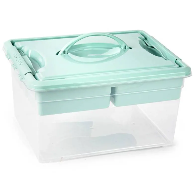 CAJA ORGANIZADORA PLASTICO PLASTICFORTE N 9 CON BANDEJA COLORES SURTIDOS 27X34X18 CM