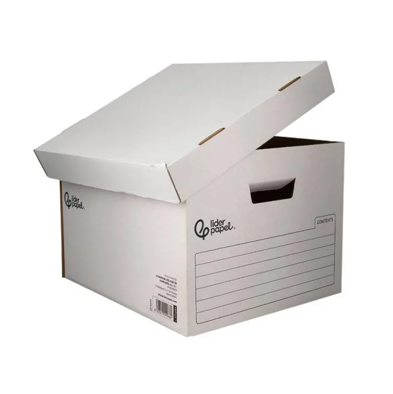 CAJON CONTENEDOR LIDERPAPEL CARTON AUTOMATICO PARA 4 CAJASARCHIVO DEF. FOLIO / 5 ARCHIVADORES A-Z 430X383X265MM