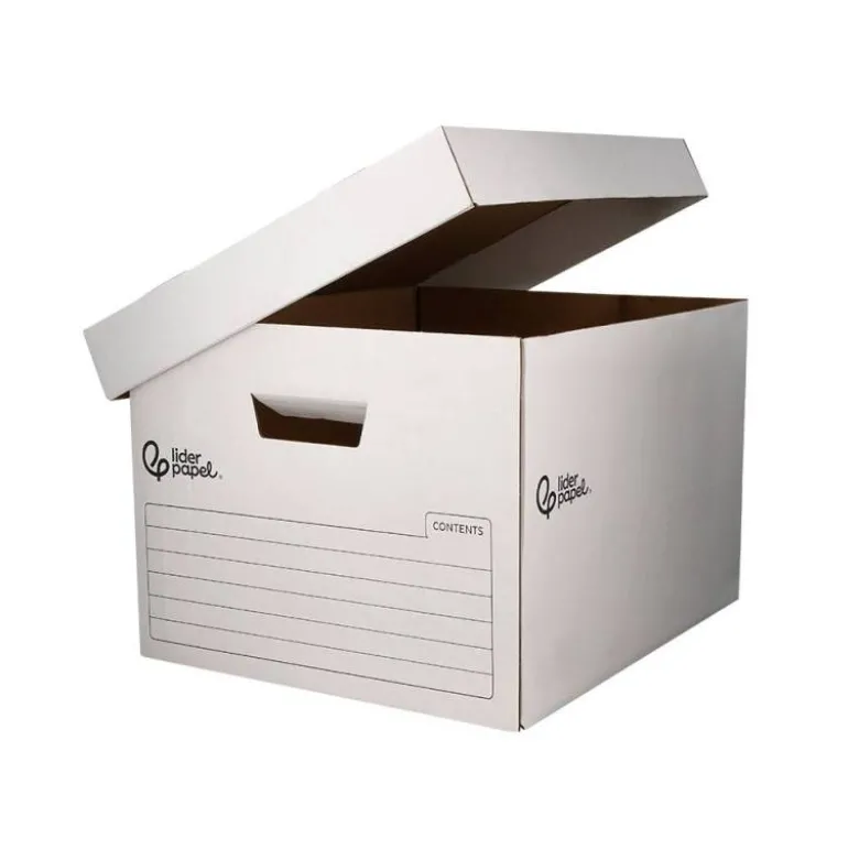 CAJON CONTENEDOR LIDERPAPEL CARTON AUTOMATICO PARA 4 CAJASARCHIVO DEF. FOLIO / 5 ARCHIVADORES A-Z 430X383X265MM