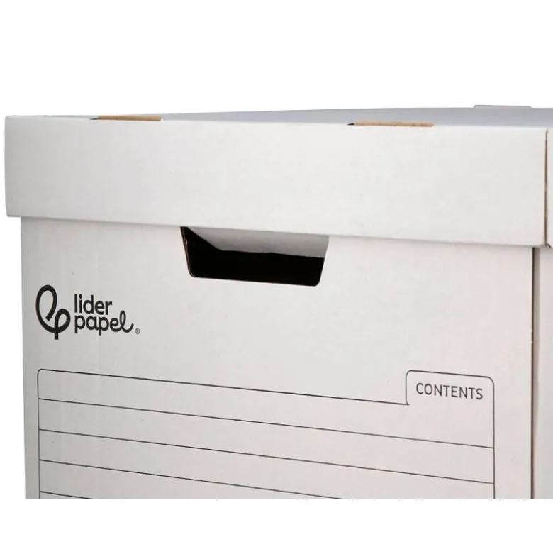 CAJON CONTENEDOR LIDERPAPEL CARTON AUTOMATICO PARA 3 CAJASARCHIVO DEF. FOLIO / 4 ARCHIVADORES A-Z 387X333X260MM