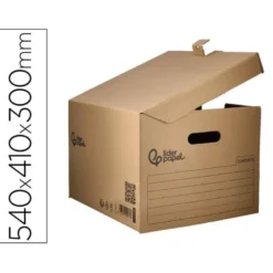 CAJON CONTENEDOR LIDERPAPEL CARTON MANUAL PARA 5 CAJAS ARCHIVO DEF. FOLIO / 6 ARCHIVADORES A-Z 540X410X300MM