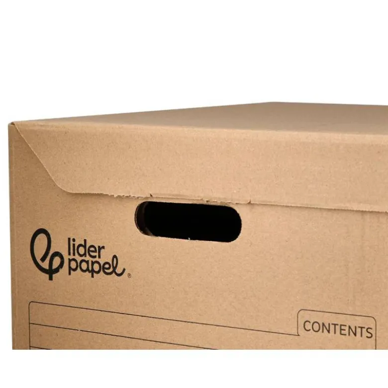 CAJON CONTENEDOR LIDERPAPEL CARTON MANUAL PARA 5 CAJAS ARCHIVO DEF. FOLIO / 6 ARCHIVADORES A-Z 540X410X300MM