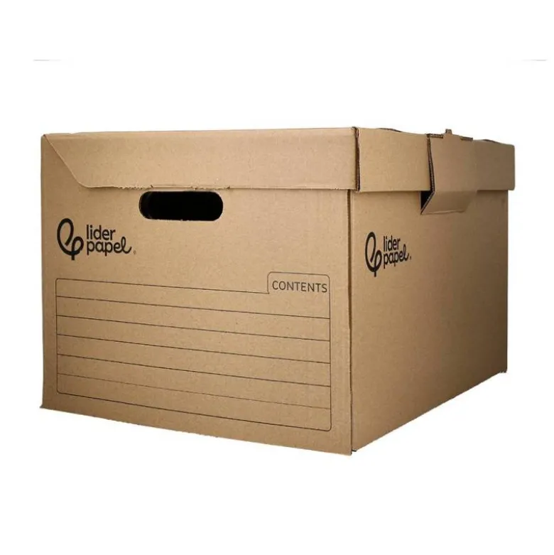 CAJON CONTENEDOR LIDERPAPEL CARTON MANUAL PARA 5 CAJAS ARCHIVO DEF. FOLIO / 6 ARCHIVADORES A-Z 540X410X300MM