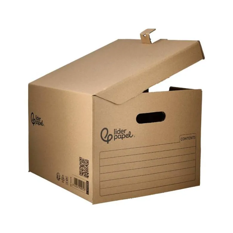 CAJON CONTENEDOR LIDERPAPEL CARTON MANUAL PARA 5 CAJAS ARCHIVO DEF. FOLIO / 6 ARCHIVADORES A-Z 540X410X300MM