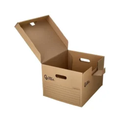 CAJON CONTENEDOR LIDERPAPEL CARTON MANUAL PARA 3 CAJAS ARCHIVO DEF. FOLIO / 3 ARCHIVADORES A-Z 387X333X260MM