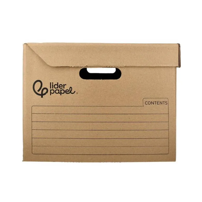 CAJON CONTENEDOR LIDERPAPEL CARTON MANUAL PARA 3 CAJAS ARCHIVO DEF. FOLIO / 3 ARCHIVADORES A-Z 387X333X260MM