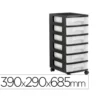CAJONERA ARCHIVO 2000 6 CAJONES TRANSPARENTE CARCASA NEGRA 6 LITROS CON RUEDAS 390X290X685 MM
