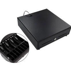 CAJON PORTAMONEDAS SEYPOS ELECTRICO METALICO 8 MONEDEROS 4 BILLETEROS RANURA FRONTAL CERRADURA CON LLAVE