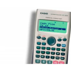 CALCULADORA CASIO FC-100V FINANCIERA 4 LINEAS 10+2 DIGITOS ALMACENAMIENTO FLASH CALCULO DE GANANCIAS CON TAPA