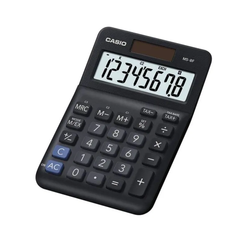 CALCULADORA CASIO MS-8F SOBREMESA 8 DIGITOS TAX +/- COLOR NEGRO