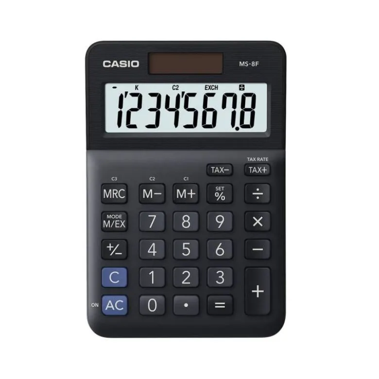 CALCULADORA CASIO MS-8F SOBREMESA 8 DIGITOS TAX +/- COLOR NEGRO