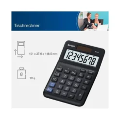 CALCULADORA CASIO MS-8F SOBREMESA 8 DIGITOS TAX +/- COLOR NEGRO