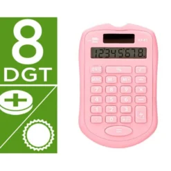CALCULADORA LIDERPAPEL BOLSILLO XF41 8 DIGITOS SOLAR Y PILAS COLOR ROSA 94X59,5X10,5MM