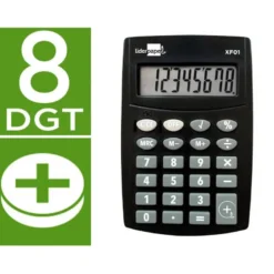 CALCULADORA LIDERPAPEL BOLSILLO XF01 8 DIGITOS PILAS COLOR NEGRO 99X64X9 MM