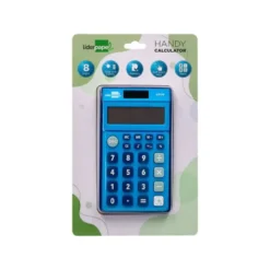 CALCULADORA LIDERPAPEL BOLSILLO XF09 8 DIGITOS SOLAR Y PILAS COLOR AZUL 115X65X8 MM