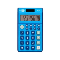 CALCULADORA LIDERPAPEL BOLSILLO XF09 8 DIGITOS SOLAR Y PILAS COLOR AZUL 115X65X8 MM